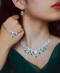 سرویس زمرد نقره جواهری زنانه کد 60503