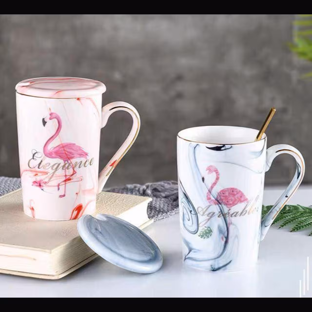 ماگ درب سرامیکی فلامینگو