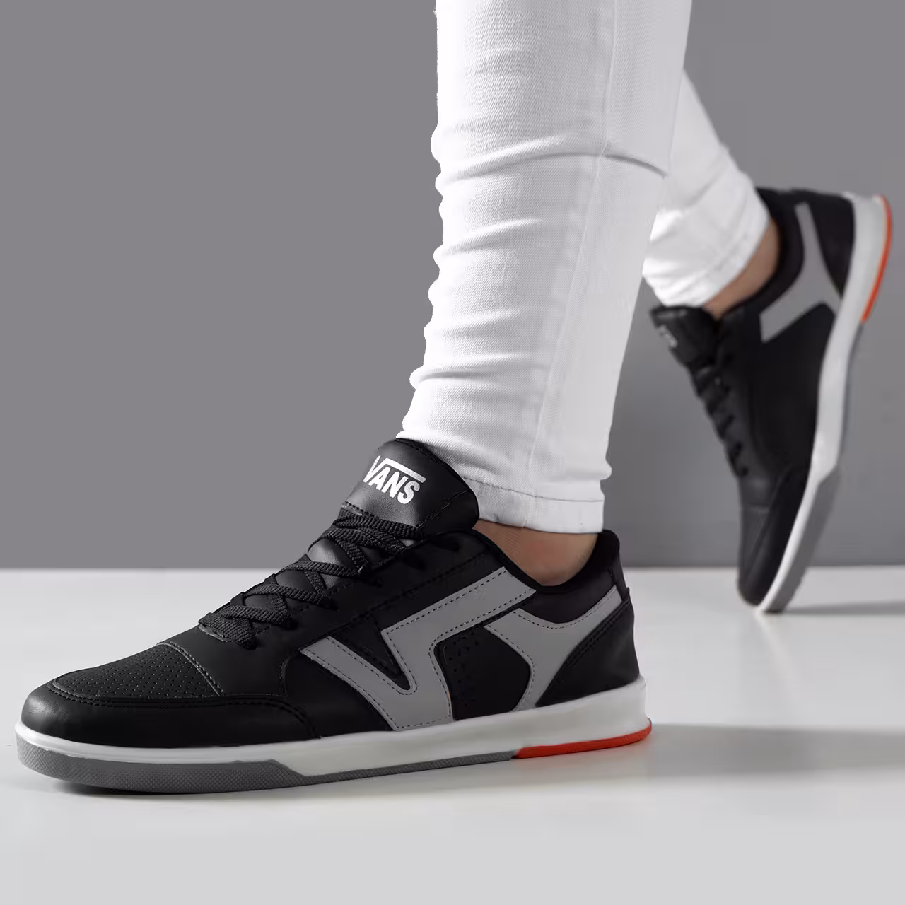 کفش تخت مردانه مشکی طوسی مدل Weto