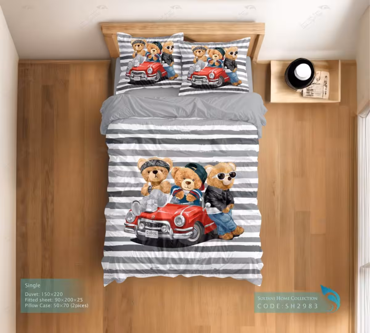 روتختی و ست کامل طرح تدی های خفن سایز یکنفره کد SH2983