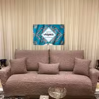 کاورمبل 7 نفره پفکی ساده پارچه ای فری سایز 