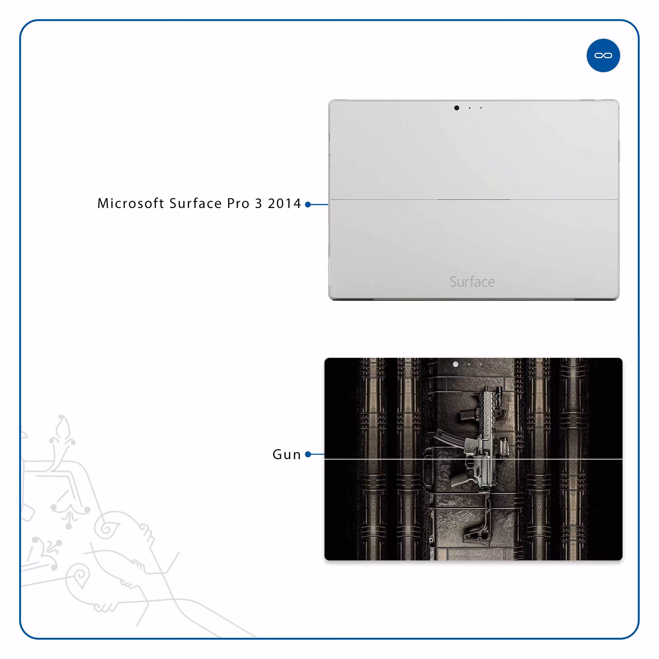 برچسب پوششی ماهوت مدل Gun مناسب برای تبلت مایکروسافت Surface Pro 3 2014