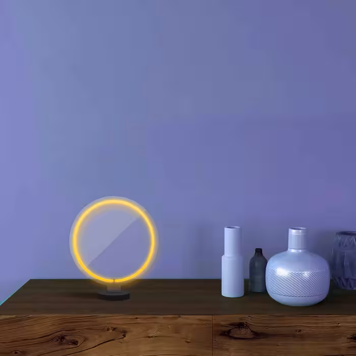 چراغ رومیزی ریموت دار مدل CIRCLE-GL_YL-GLASS