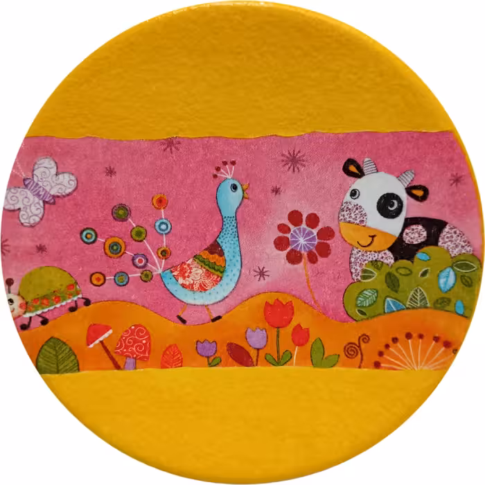 بشقاب دیوارکوب سفالی مدل رویای کودکانه مجموعه 2 عددی