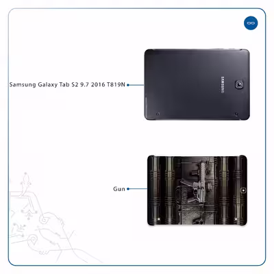 برچسب پوششی ماهوت مدل Gun مناسب برای تبلت سامسونگ Galaxy Tab S2 9.7 2016 T819N