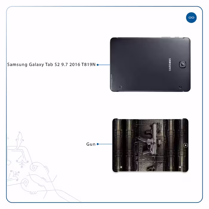 برچسب پوششی ماهوت مدل Gun مناسب برای تبلت سامسونگ Galaxy Tab S2 9.7 2016 T819N