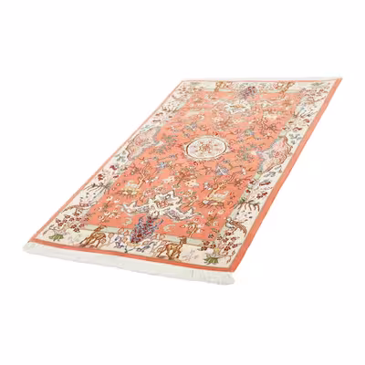 فرش دستبافت یک متری مدل گل ابریشم تبریز کد a537791