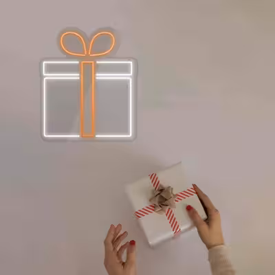 چراغ دیواری نئون دیزاین طرح Gift-Box_ORG