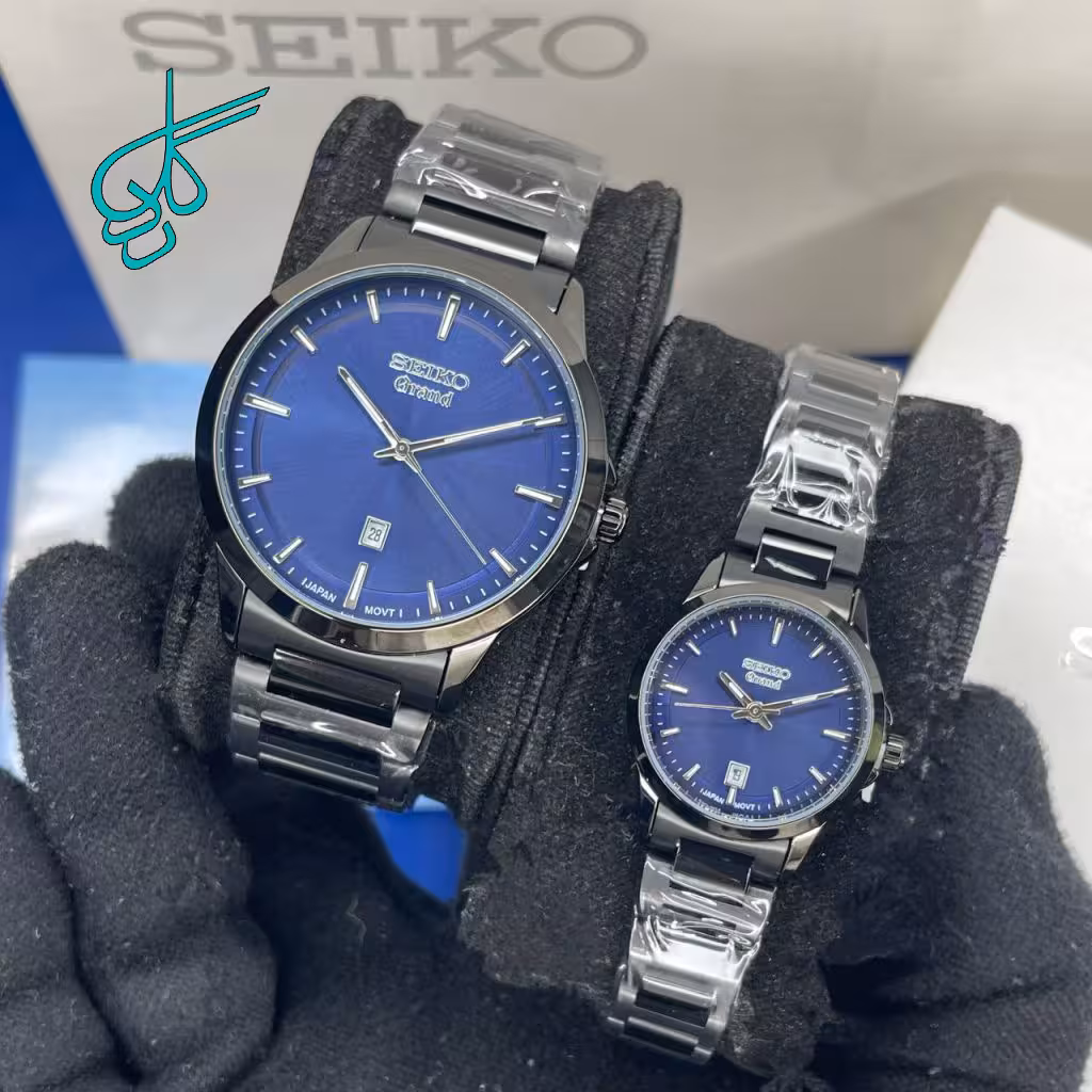 خرید ست ساعت كلاسيك زنانه و مردانه سيكو گرند موتور ژاپن کیفیت عالی رنگ ثابت کد 2116708 - ردگل