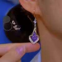 گوشواره قلب بنفش سوارسکی