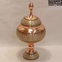 شکلات خوری مس خاتم کاری پایه دار دستساز نانو زنجان مدل کالو