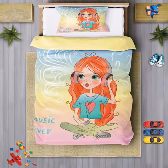 سرویس روتختی دخترانه چیداری مدل 7086 یک نفره چهار تکه