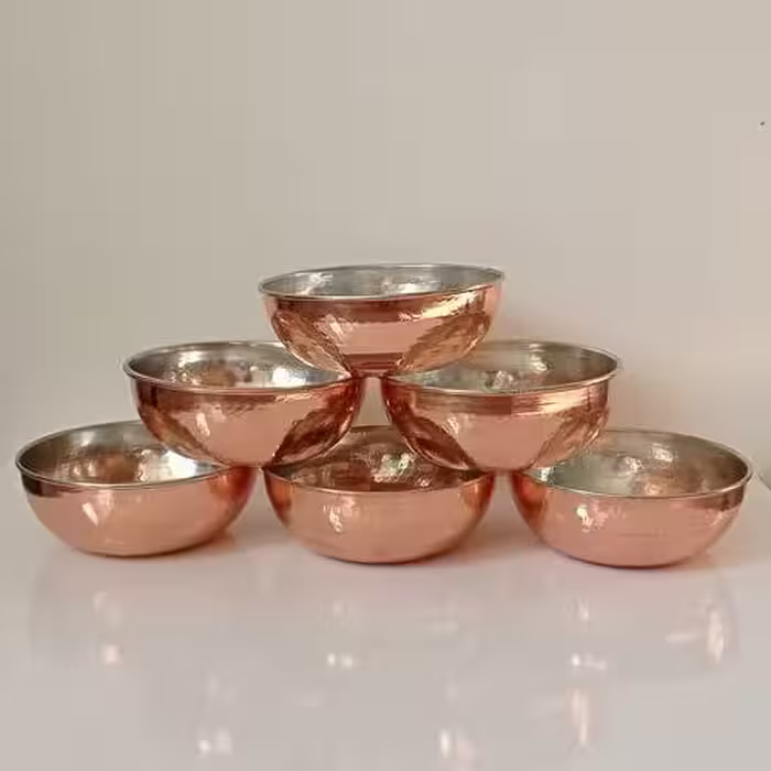 کاسه سوپ خوری مسی ته گرد نانو شده 6 عددی