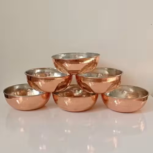 کاسه سوپ خوری مسی ته گرد نانو شده 6 عددی