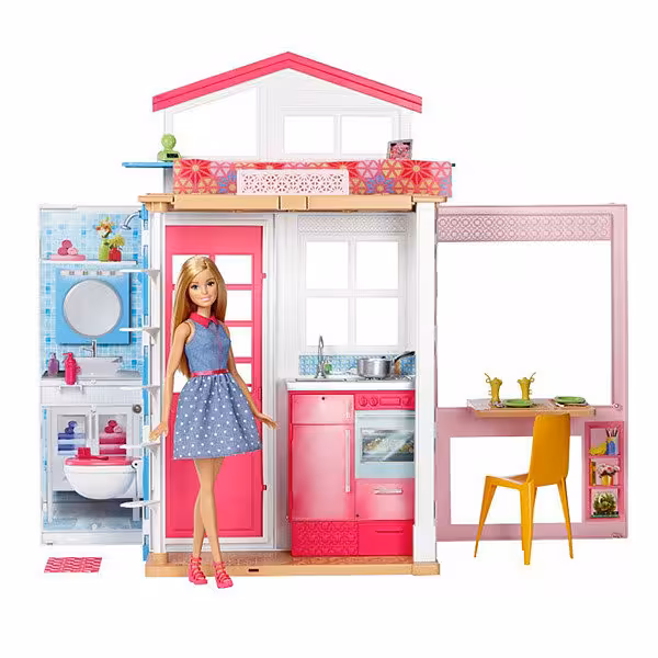 عروسک باربی و خانه کامل مبله Mattel