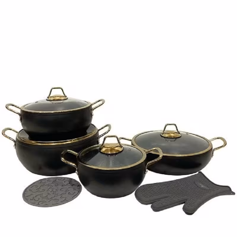 سرویس قابلمه چدن یونیک 8 پارچه مشکی مدل UN-8349