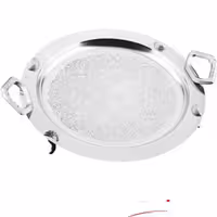 سینی استیل گرد پایه دار طرح دار فریم سانا دسته حلقه نگین صدفی دیاکو کد 324/5P
