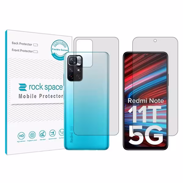 گلس محافظ صفحه نمایش و پشت گوشی شیائومی Redmi Note 11T 5G مدل نانو هیدروژل شفاف برند راک اسپیس کد SS