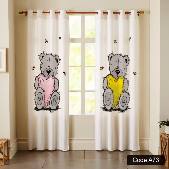 پرده پانچی مخمل چاپی دخترانه کد 73