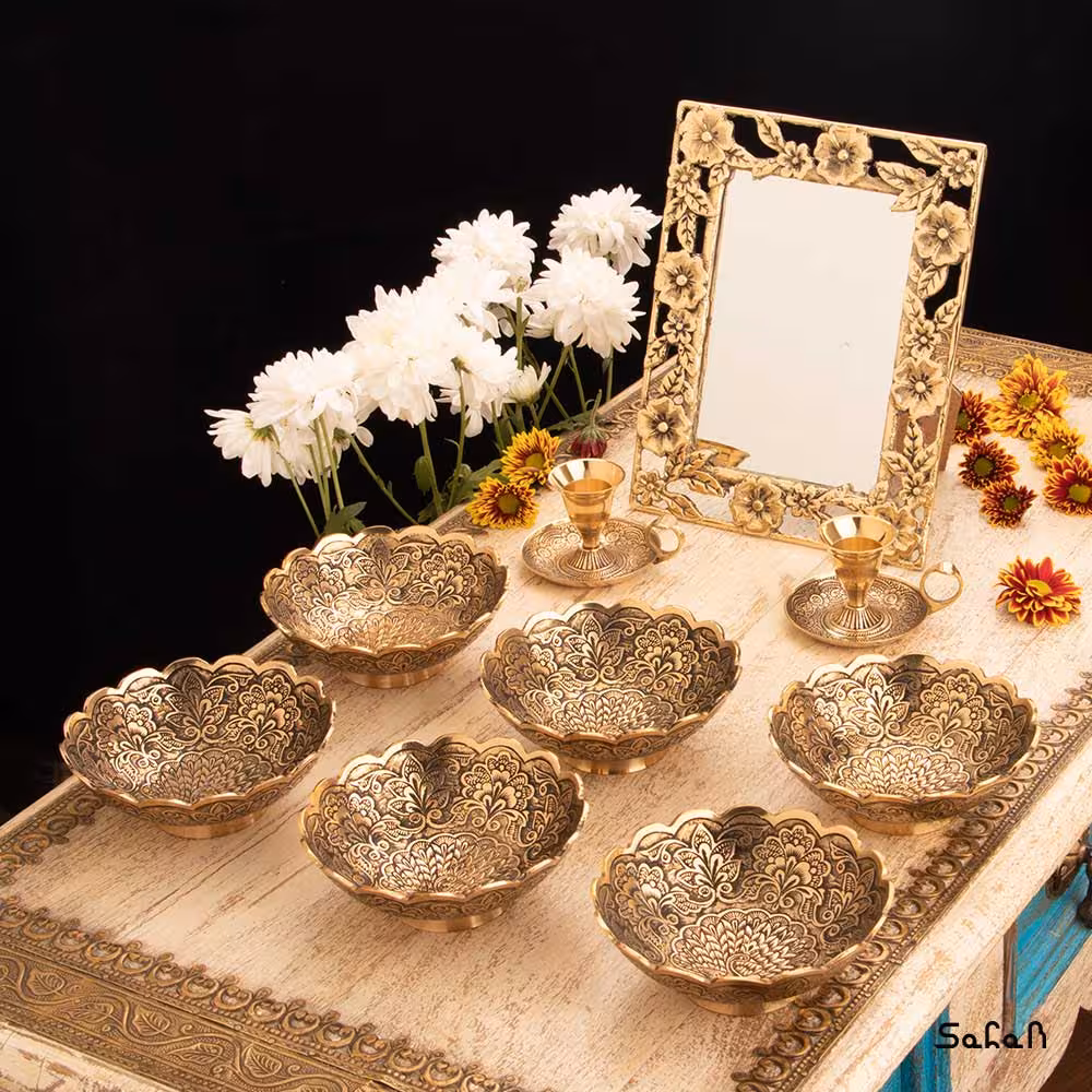 ست هفت سین برنجی طلایی کد 1039