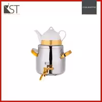 کتری استیل با دو قوری دسته دو تکه یراق طلا 5/5 لیتر (KST) کد4060TPsg