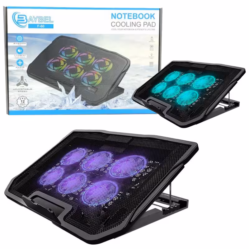 کول پد تنظیم ارتفاع دار 6  فن LED دار Super silent  Baybel F-60