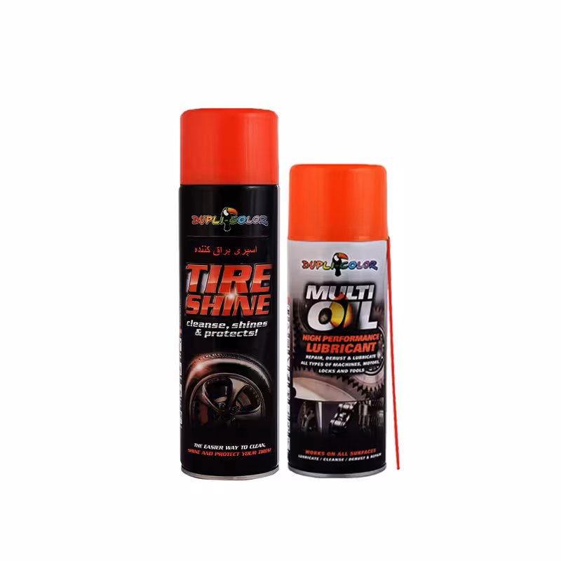 اسپری محافظ زنجیر دوچرخه دوپلی کالر مدل oil sh2 حجم 500 میلی لیتر به همراه براق کننده لاستیک دوچرخه دوپلی کالر مدل superحجم 400 میلی لیتر