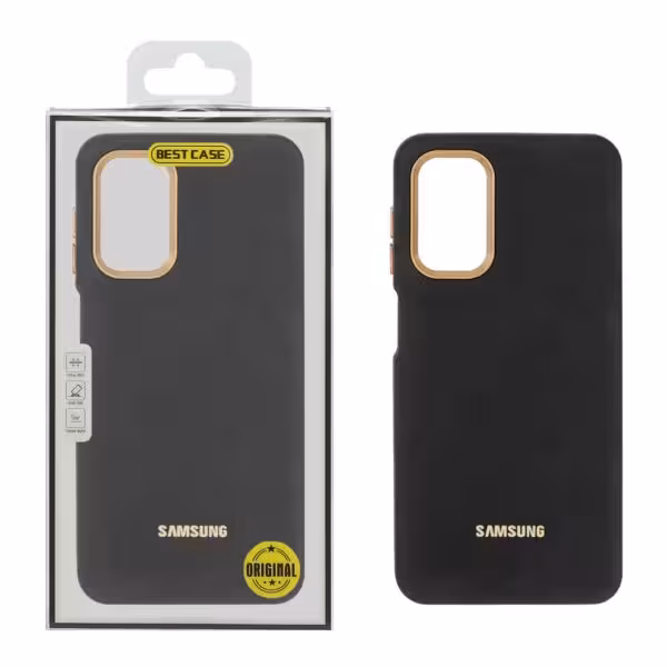 قاب دو لایه لوگو برجسته لنز متال Samsung Galaxy A13 4G / A04s / M13 4G / M23 / F13 – مشکی-کد5512