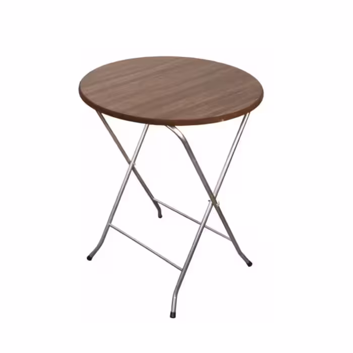 میز چوبی دایره‌ای پایه فلزی