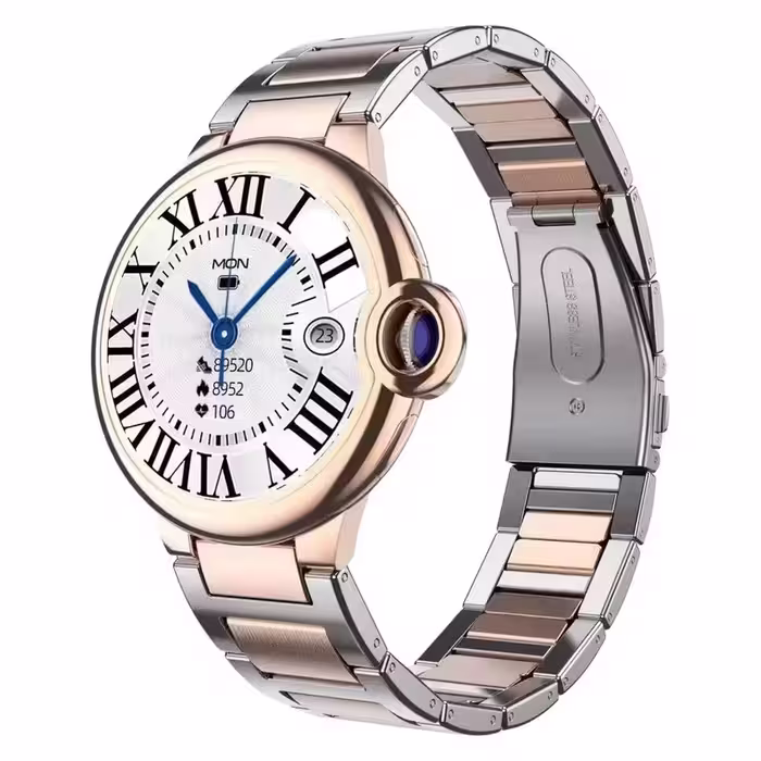 ساعت هوشمند مدل ساعت هوشمند مدل AW28 دارای قابلیت های صفحه نمایش رنگی، صفحه نمایش لمسی، کنترل موسیقی (Music Player)، کنترل سطح اکسیژن خون، قابلیت مکالمه از طریق بلوتوث، قابلیت تغییر طرح ساعت، بند فلز | کالا مکس
