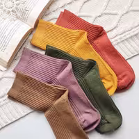 پک پنج جفتی جوراب نیم ساق بیسیک کبریتی تیره