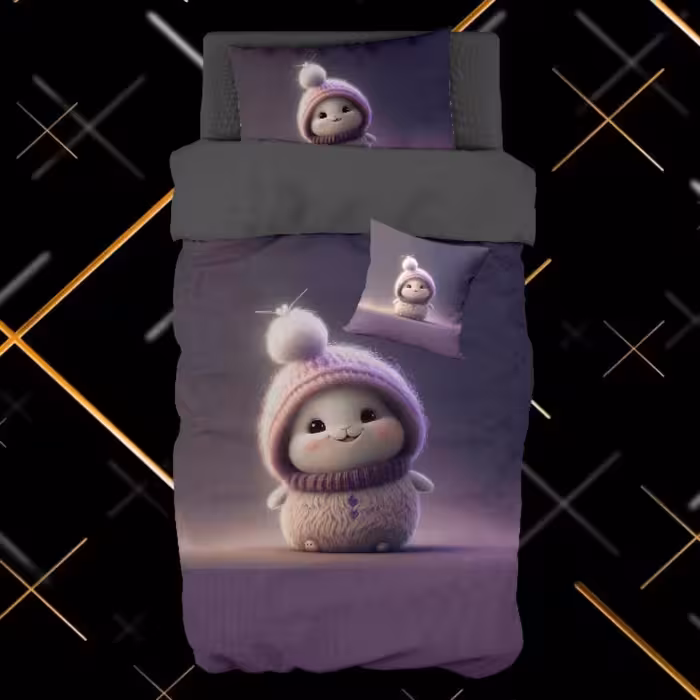 روتختی تک نفره سه بعدی طرح خرگوش بنفش