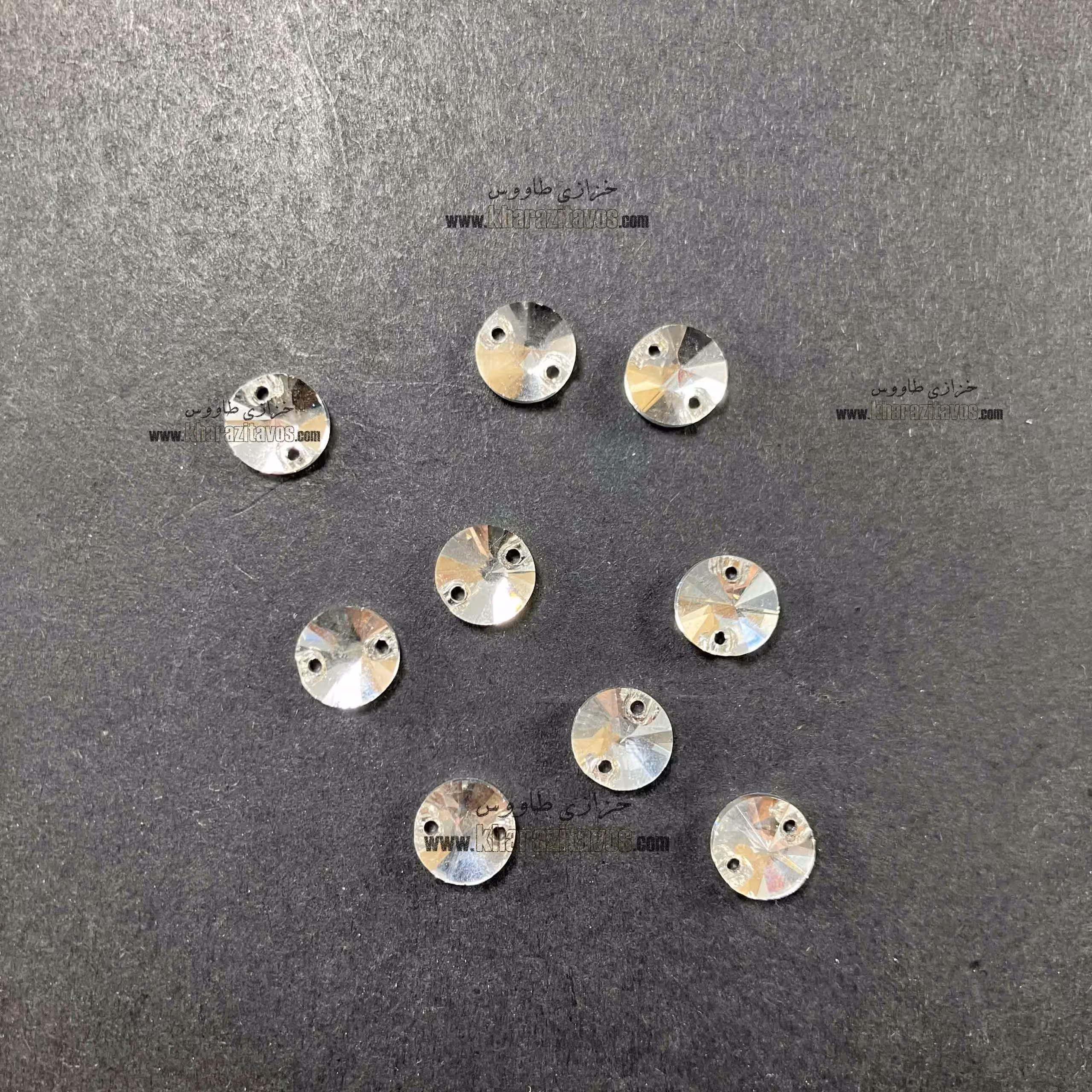 سنگ گرد دوختنی سایز 8 نقره ای