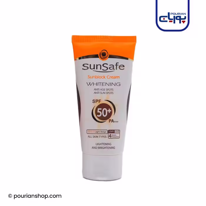 کرم ضد آفتاب روشن کننده SPF50  رنگی بژ روشن سان سیف