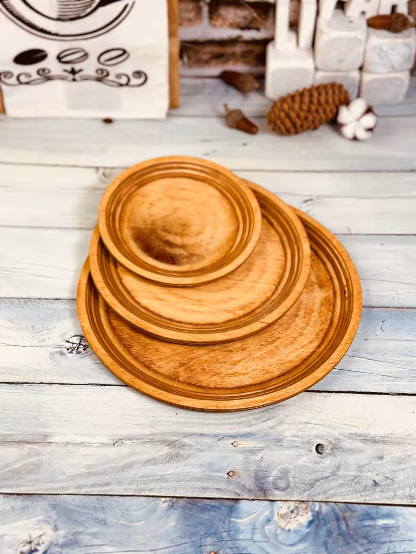 بشقاب گرد چوبی پلای وود کد 5097