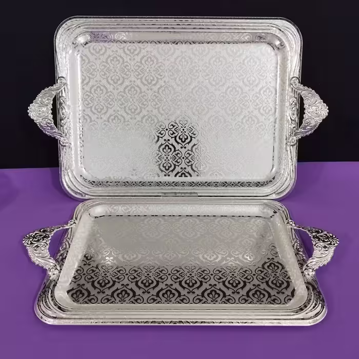 سینی پذیرایی 2 تایی استیل مستطیل بارادانتیا، کد 1232S