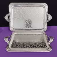 سینی پذیرایی 2 تایی استیل مستطیل بارادانتیا، کد 1232S