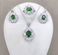 نیمست زمرد نقره جواهری کد 00261