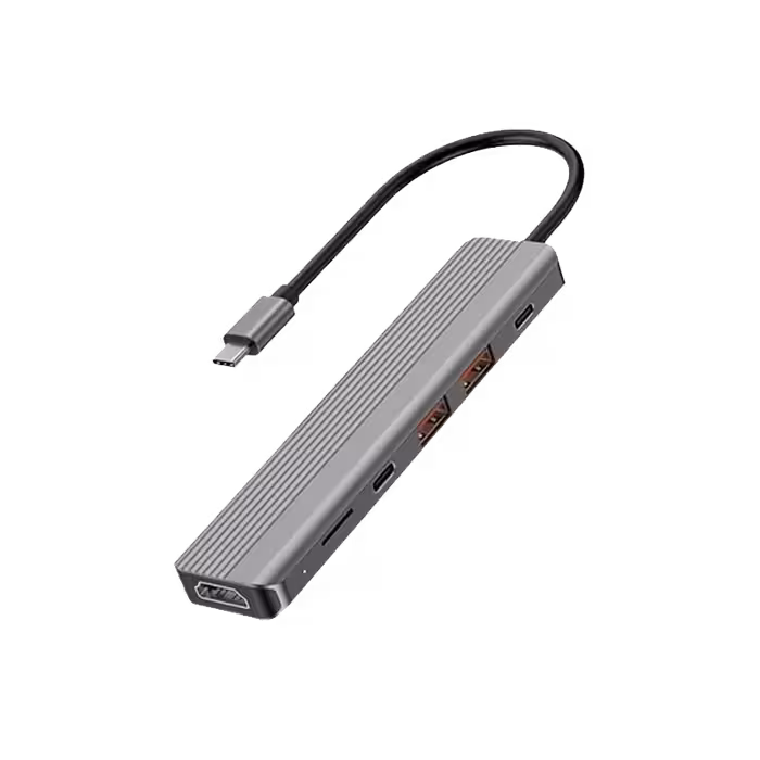 هاب دیتا 6 پورت پاورولوژی Powerology 6-in-1 Slim 4K HDMI USB-C Hub