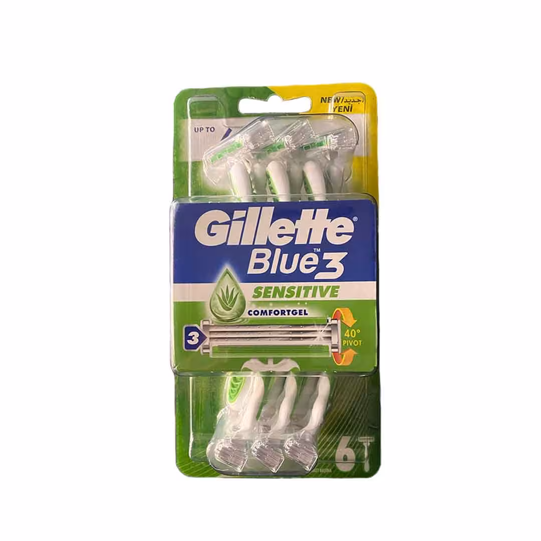 خود تراش بلوتری سنسیتیو ژیلت Gillette Blue 3 Sensitive بسته 6 عددی