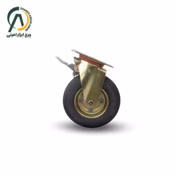 چرخ زباله ای فلزی گردان ترمزدار قطر 200 میلی متر