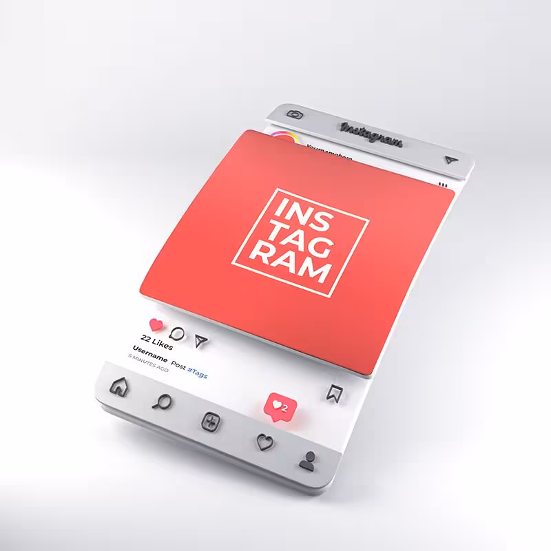 دانلود موکاپ اینستاگرام 3D خمیده