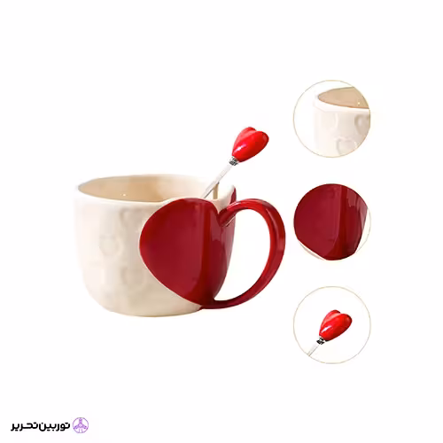 ماگ سرامیکی کرمی قلب