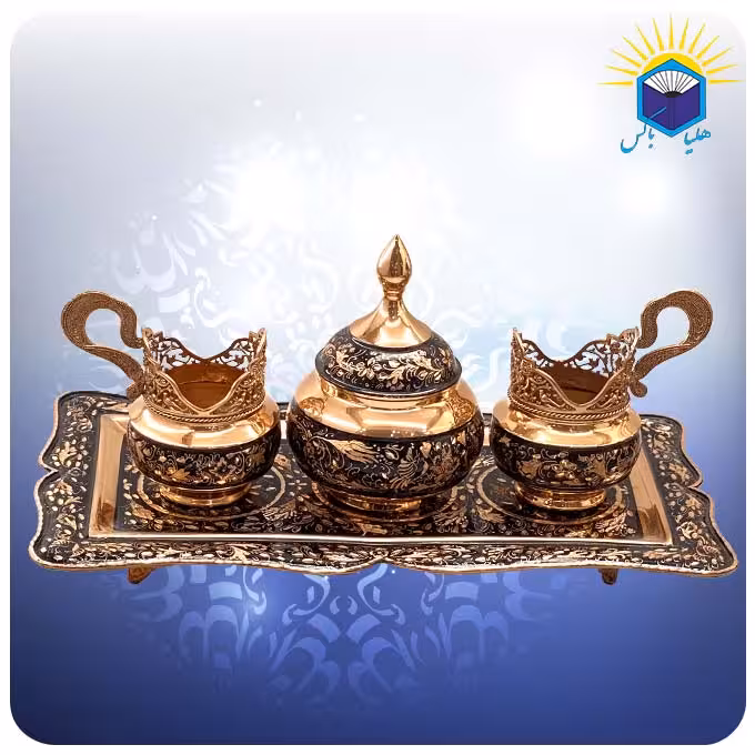 ست چایخوری دو نفره مس و الماس تراش