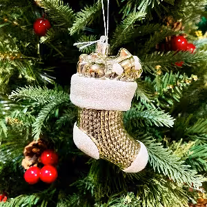 اویز کفش بابانوئل طلایی 10 سانت کد 253