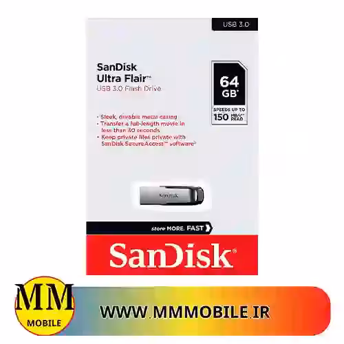 فلش مموری سن دیسک مدل SANDISK ULTRA FLAIR CZ73 USB M3.0 ظرفیت 64G