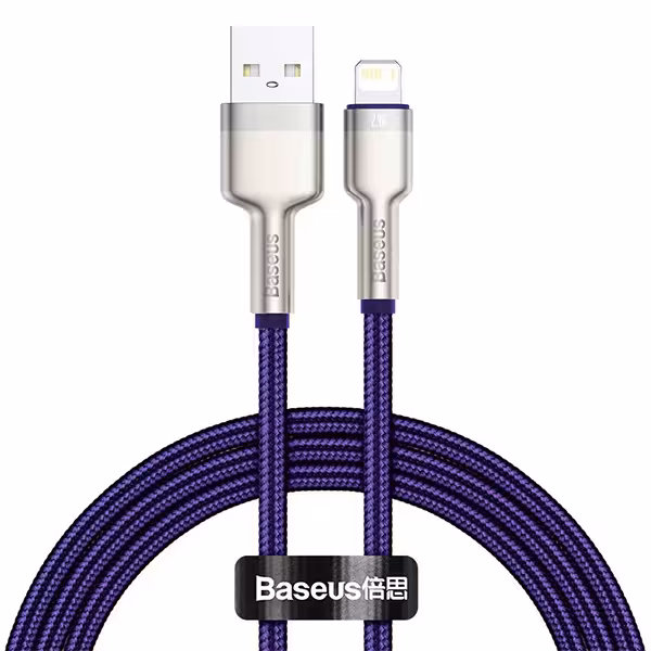 کابل مگنتی آیفون Baseus Zinc Magnetic Cable USB For iP 2.4A 1m Purple
