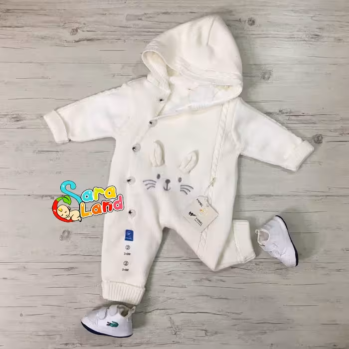 بافت سرهمی داخل خز طرح خرگوش سفید