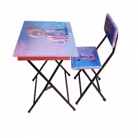 ست میز تحریر و صندلی آسایش مدل تاشو باکسدار طرح پونی