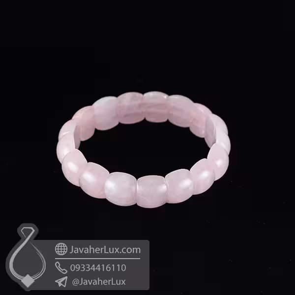 دستبند سنگ رز کوارتز _ کد : 400500
